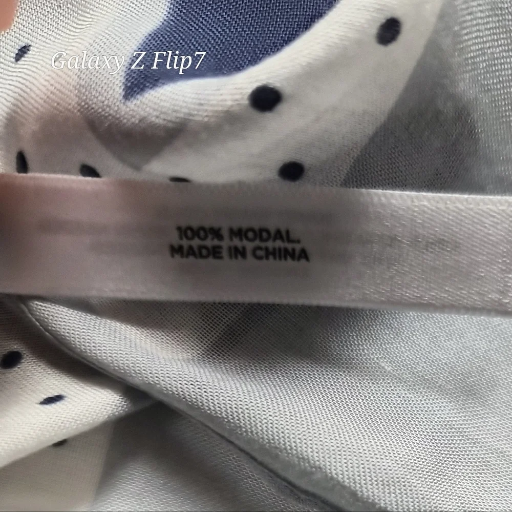 ​Ann Taylor Blue Floral & Polka Dot Modal Scarf - Navy/White Mixed Print - Picture 2 of 4